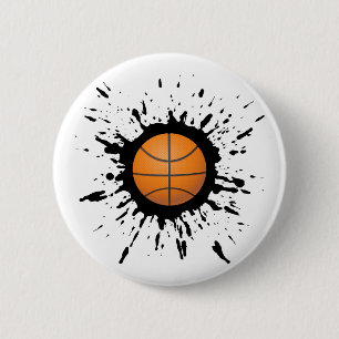 Basketball Explosion Pinback Button