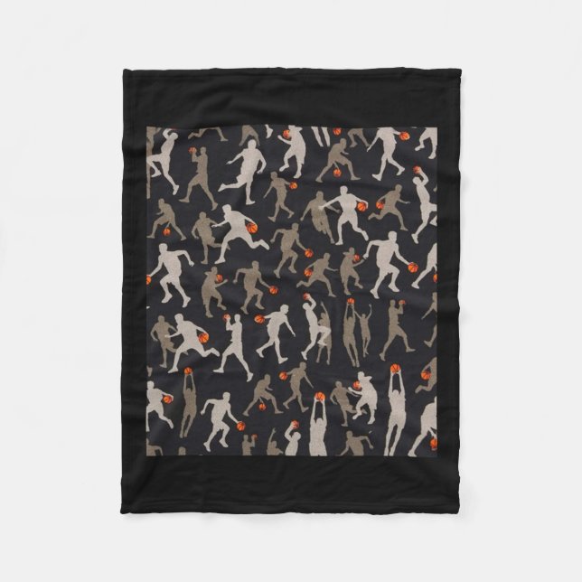 Basketball Fabric Black Patterns  Fleece Blanket (Front)