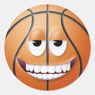Basketball Face 2 Classic Round Sticker