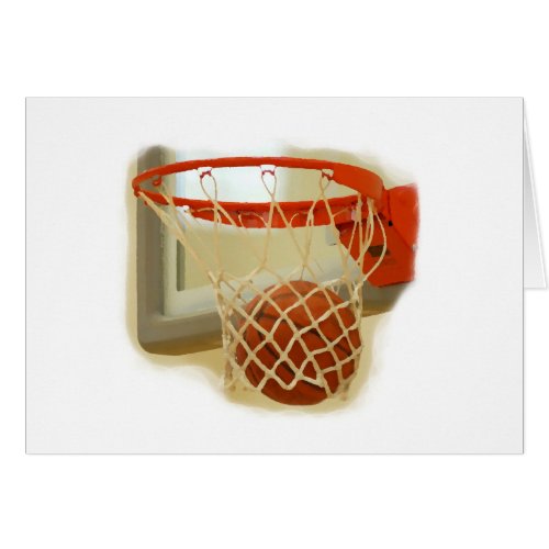 Basketball falling through hoop