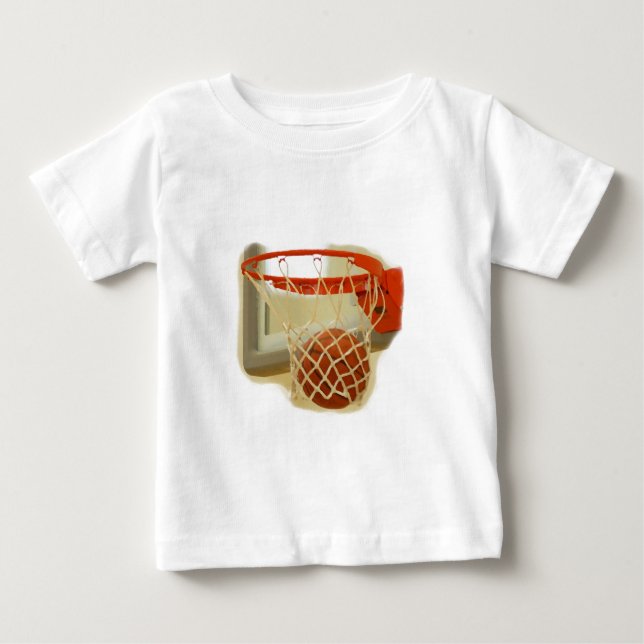 Basketball falling through hoop baby T-Shirt (Front)