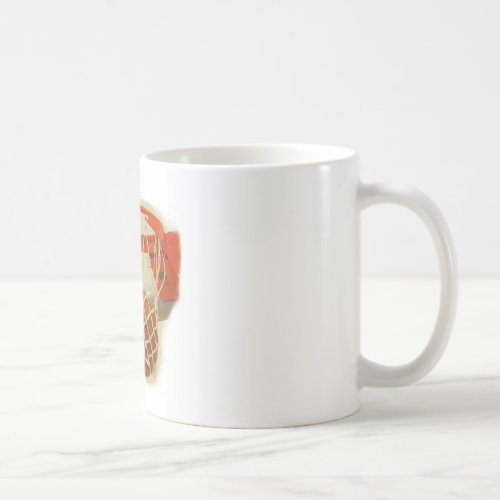 Basketball falling through hoop coffee mug