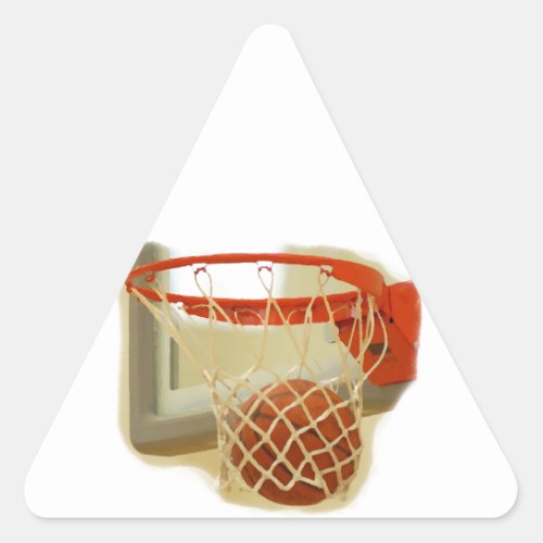 Basketball falling through hoop triangle sticker
