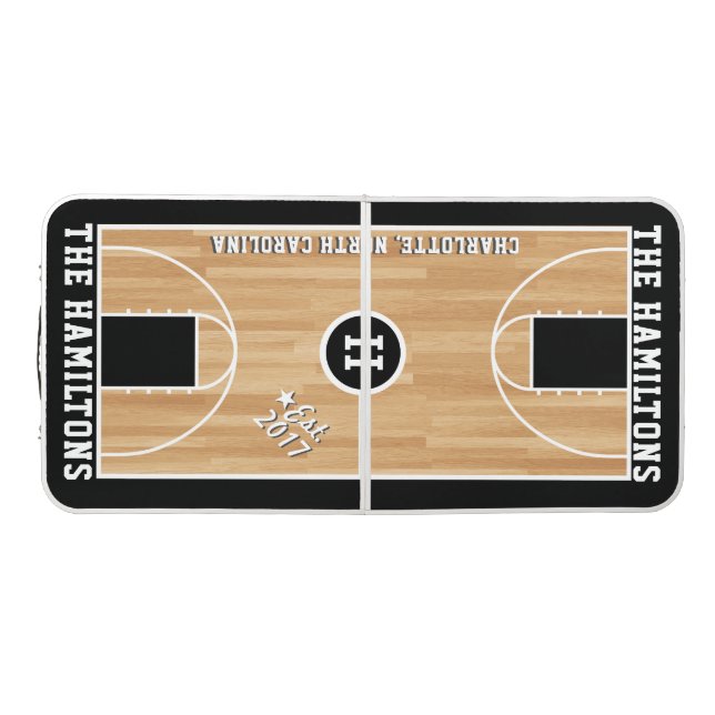 Basketball Fan Family | Custom Colors | Black Beer Pong Table (Top)