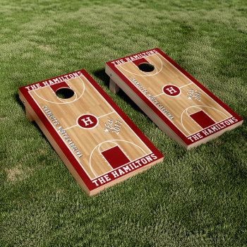 Basketball Fan Family | Favorite Team Colors Red Cornhole Set by colorjungle at Zazzle