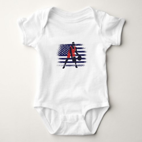 Basketball Fan Jersey USA Flag Baby Bodysuit