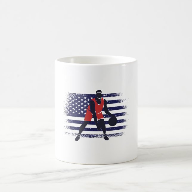 Basketball Fan Jersey USA Flag Coffee Mug (Center)