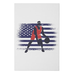 Basketball Fan Jersey USA Flag Faux Canvas Print