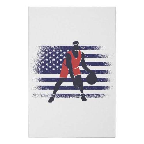 Basketball Fan Jersey USA Flag Faux Canvas Print