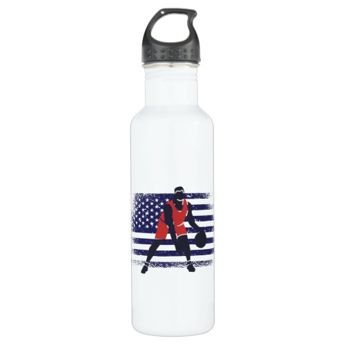 Basketball Fan Jersey USA Flag Stainless Steel Water Bottle