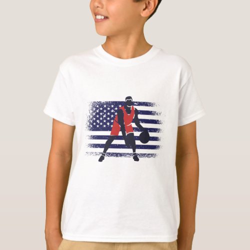 Basketball Fan Jersey USA Flag T_Shirt