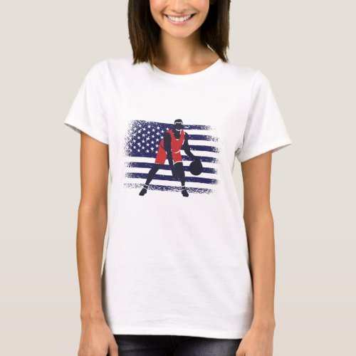 Basketball Fan Jersey USA Flag T_Shirt