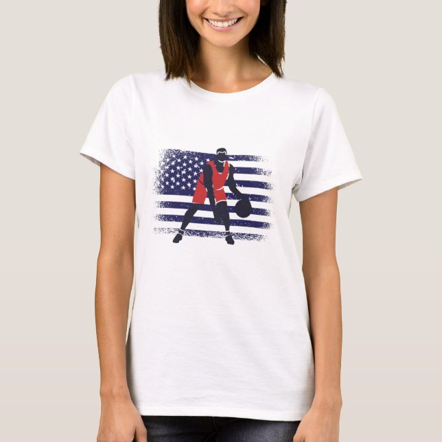 Basketball Fan Jersey USA Flag T-Shirt (Front)