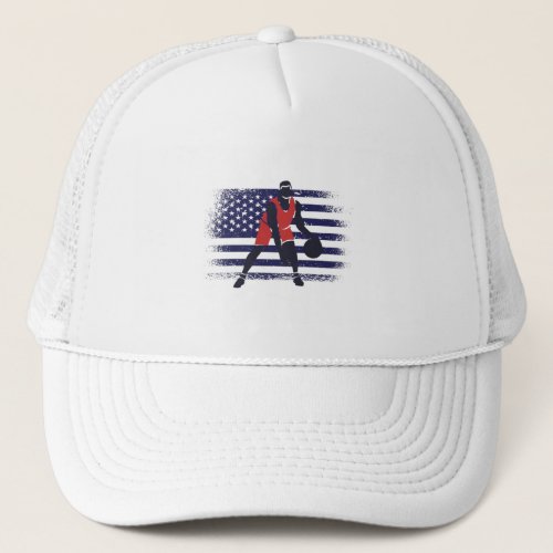 Basketball Fan Jersey USA Flag Trucker Hat