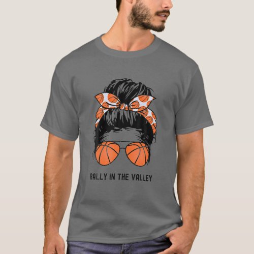 Basketball Fan Messy Bun Mom Mama Basketball Sunsh T_Shirt