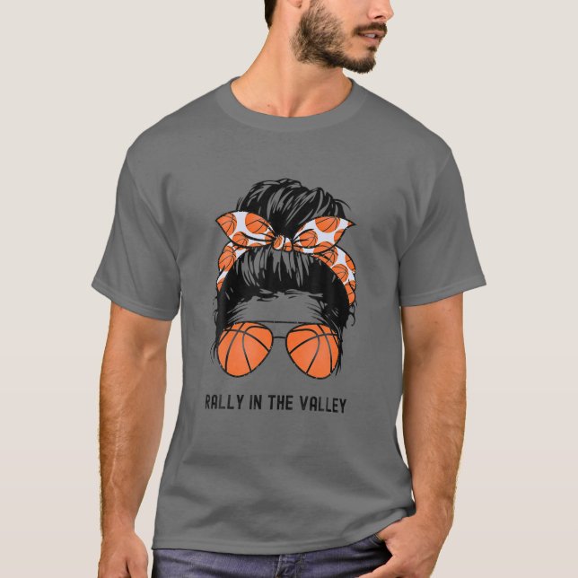 Basketball Fan Messy Bun Mom Mama Basketball Sunsh T-Shirt (Front)