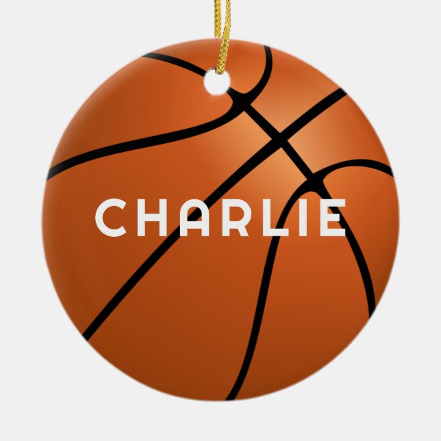Basketball Fan Name Christmas Ceramic Ornament (Front)