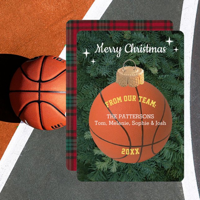 Basketball Fan Ornament Christmas Card (Creator Uploaded)