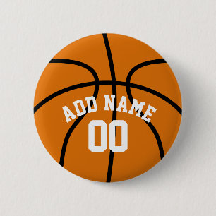 Basketball Fan with Custom Name Number Pinback Button