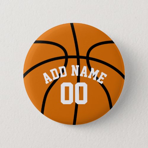 Basketball Fan with Custom Name Number Pinback Button
