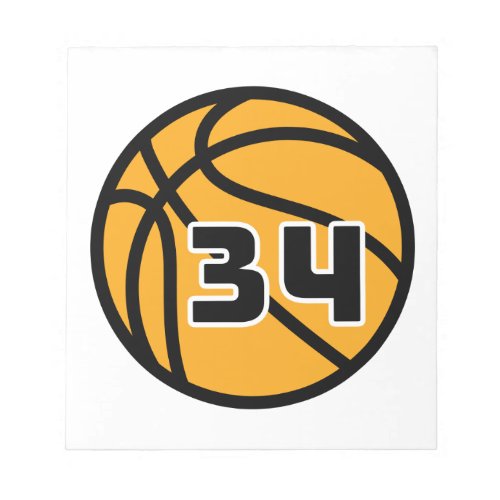 Basketball Fans Favorite Jersey Number 34 Notepad