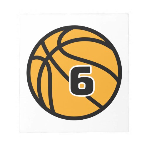 Basketball Fans Favorite Jersey Number 6 Notepad