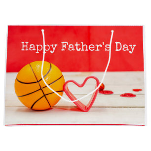 Basketball Father's Day and red heart with love Large Gift Bag
