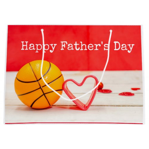 Basketball Fathers Day and red heart with love Large Gift Bag