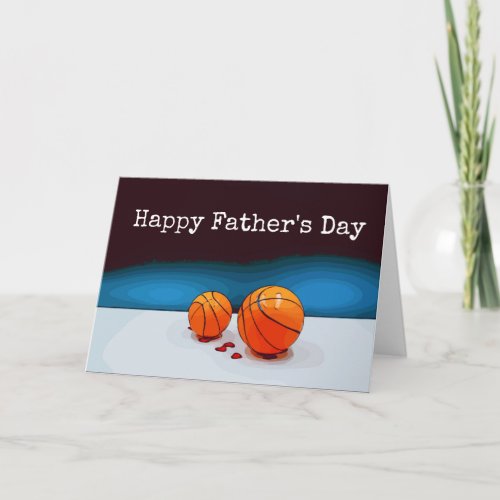 Basketball Fathers Day father and son watercolor Card