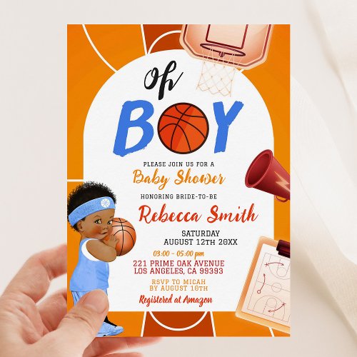 Basketball Fields Oh Boy Baby Shower Themed Invitation