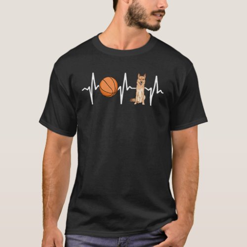Basketball Finnish Spitz Heartbeat Dog T_Shirt