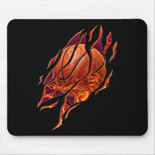 Basketball Fire and Scratches Bball Player Sport B Mouse Pad
