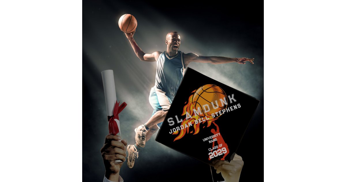 Basketball Fireball Sport Team Graduate Cap Topper