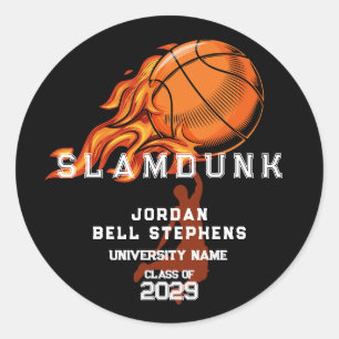 Basketball Fireball Sport Team Graduate Cap Topper Classic Round Sticker