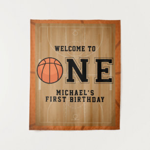 Basketball First Birthday Backdrop