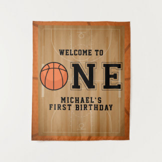 Basketball First Birthday Backdrop