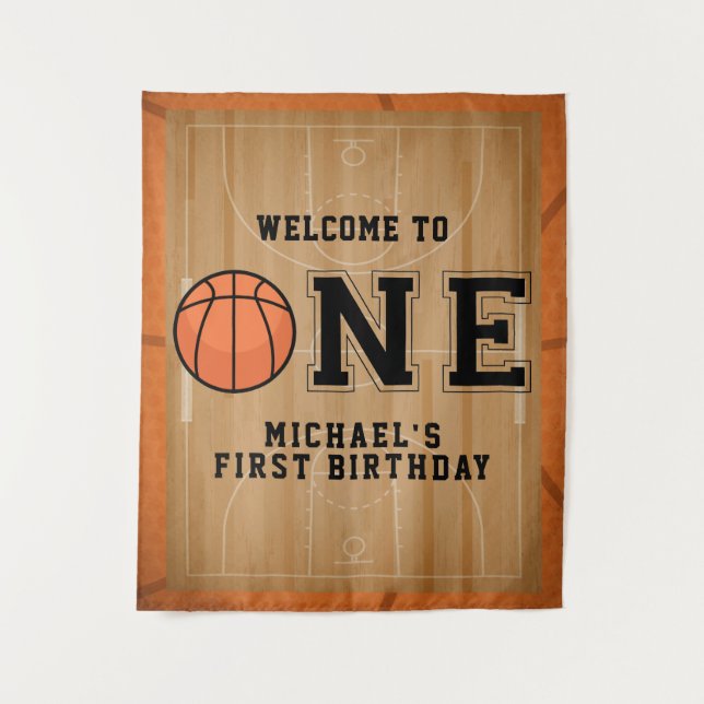 Basketball First Birthday Backdrop (Front)