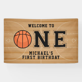 Basketball First Birthday Banner