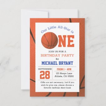 Basketball First Birthday Invitation | Zazzle