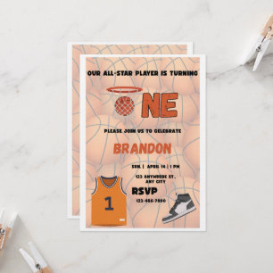 Basketball First Birthday Invitation All Star