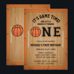 Basketball First Birthday Party Invitation<br><div class="desc">Basketball First Birthday Party Invitations! Celebrate your little rookie with this sporty basketball birthday design,  created with a basketball court background with "ONE" that has a basketball in place of the "O". Add a special touch to your child's special day with these art birthday party invitations!</div>