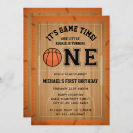 Basketball First Birthday Party Invitation