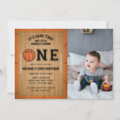 Basketball First Birthday Photo Invitation (Front)