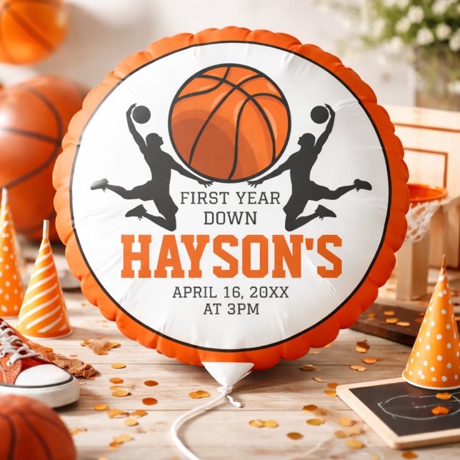 Basketball First Year Down 1st Birthday Balloon (Basketball First Year Down 1st Birthday Balloon)