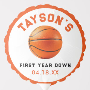 basketball First Year Down 1st Birthday Balloon