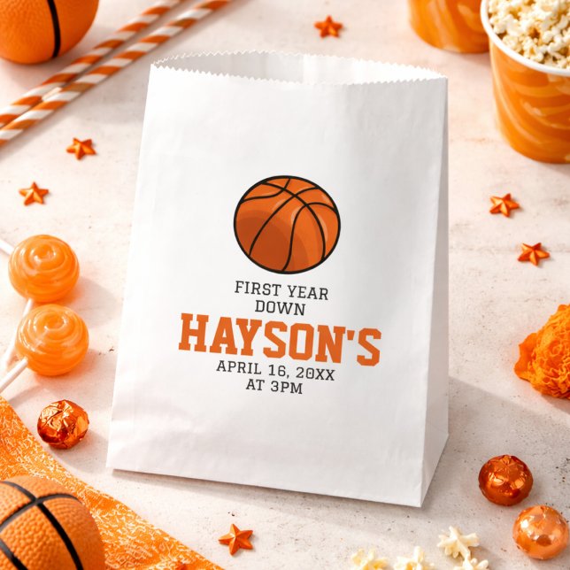 Basketball First Year Down 1st Birthday Favor Bag (Basketball First Year Down 1st Birthday Favor Bag)