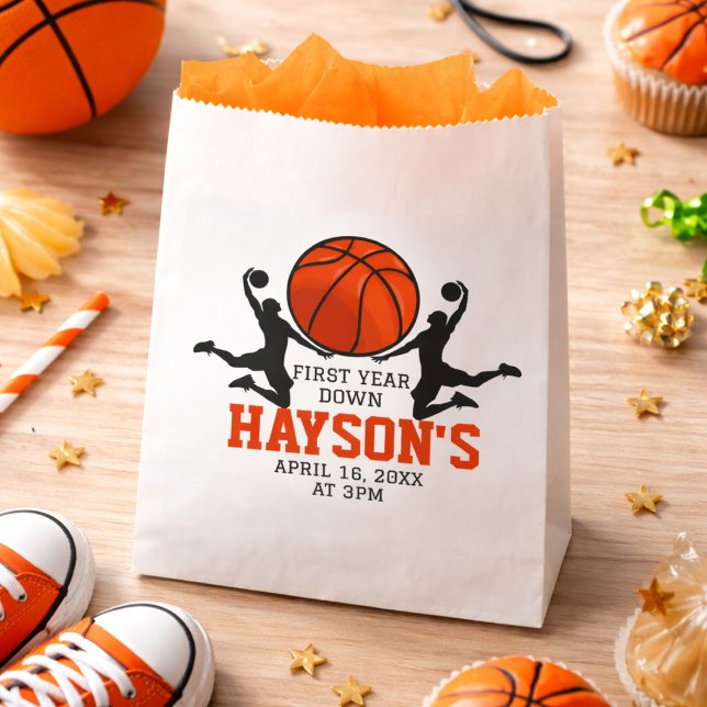 Basketball First Year Down 1st Birthday Favor Bag (Basketball First Year Down 1st Birthday Favor Bag)