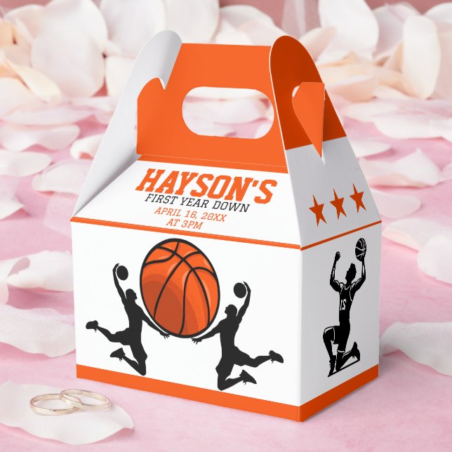 Basketball First Year Down 1st Birthday Favor Boxes (Wedding)