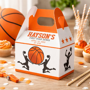 Basketball First Year Down 1st Birthday Favor Boxes