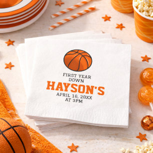 Basketball First Year Down 1st Birthday Napkins